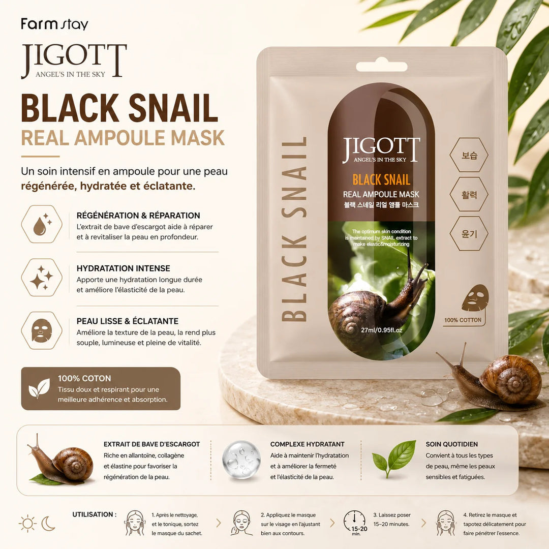 Jigott - Black Snail Real Ampoule Mask (27 ml)