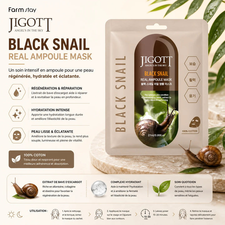 Jigott - Black Snail Real Ampoule Mask (27 ml)