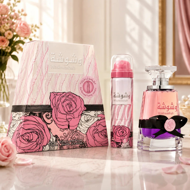 Washwashah Eau de Parfum Femme 100ml + Spray Parfumé Parfum Oriental Élégant