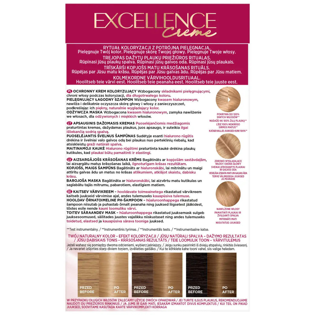 L’Oréal Paris Excellence Crème 8 Blond Clair  Coloration Permanente Triple Soin