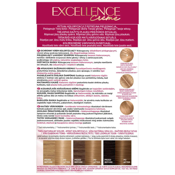 L’Oréal Paris Excellence Crème 8 Blond Clair  Coloration Permanente Triple Soin