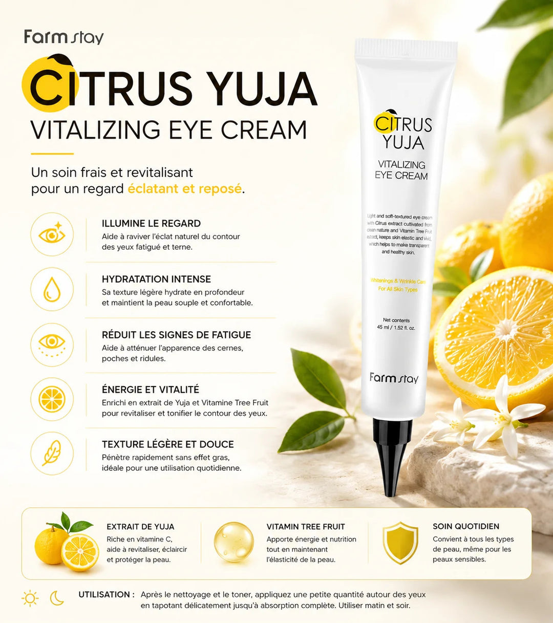 Farm Stay - Citrus Yuja Vitalizing Eye Cream (45 ml)
