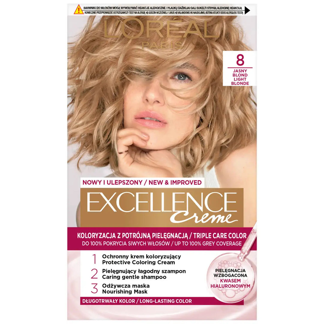 L’Oréal Paris Excellence Crème 8 Blond Clair  Coloration Permanente Triple Soin