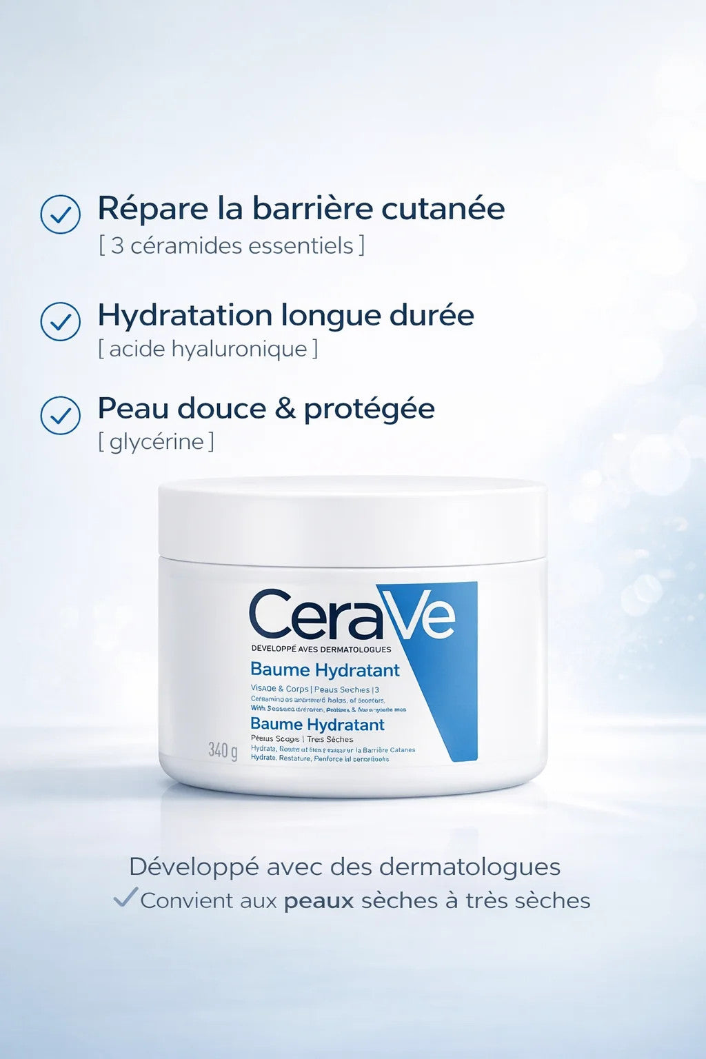 CeraVe Baume Hydratant – Soin Nourrissant Visage &amp; Corps Peaux Sèches
