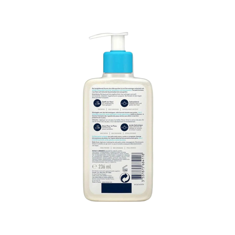 CeraVe SA Gel Nettoyant Anti-Rugosités – Peaux Sèches et Rugueuses (236 ml)