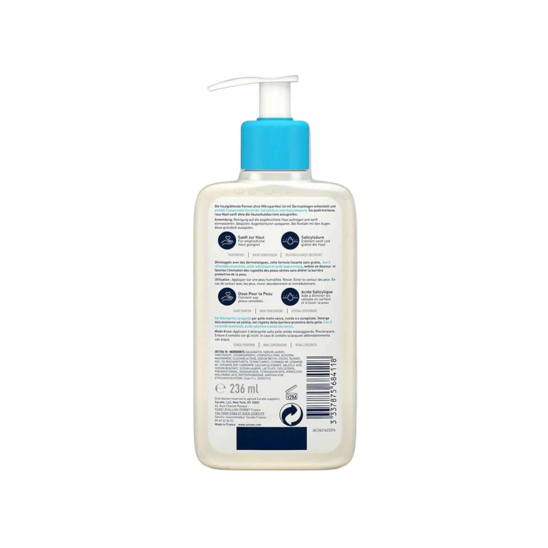 CeraVe SA Gel Nettoyant Anti-Rugosités – Peaux Sèches et Rugueuses (236 ml)