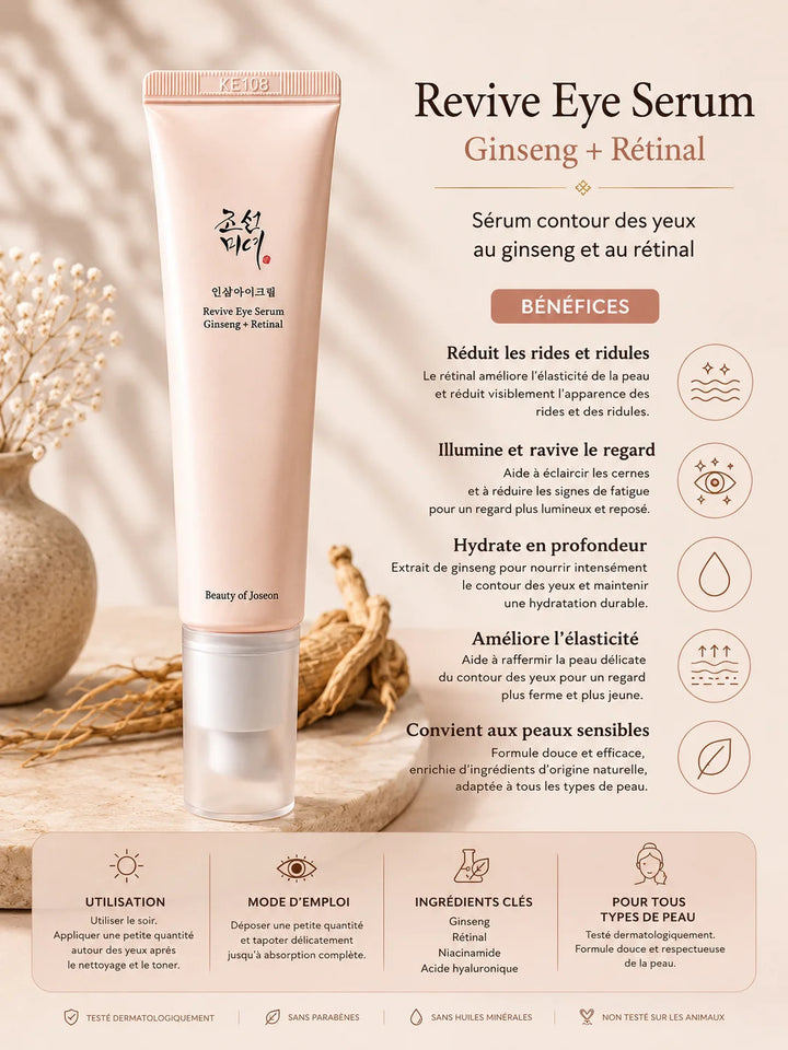 Beauty of Joseon Sérum Contour des Yeux Revitalisant au Ginseng &amp; Rétinal 30 ml
