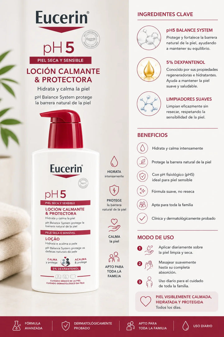 Eucerin pH5 Lotion Calmante &amp; Protectrice – Peaux Sèches et Sensibles – 400 ml