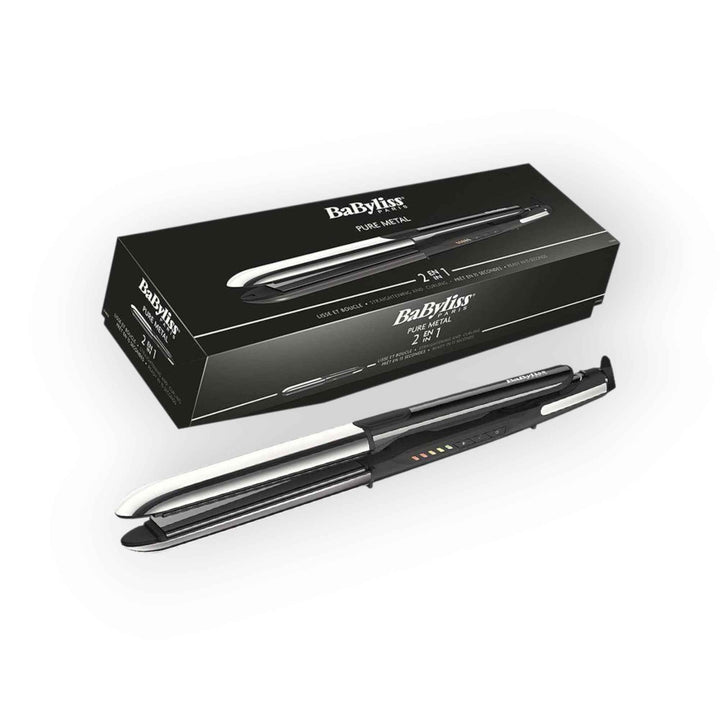 BaByliss Paris Pure Metal 2 en 1 – Lisseur &amp; Boucleur Professionnel (ST480E