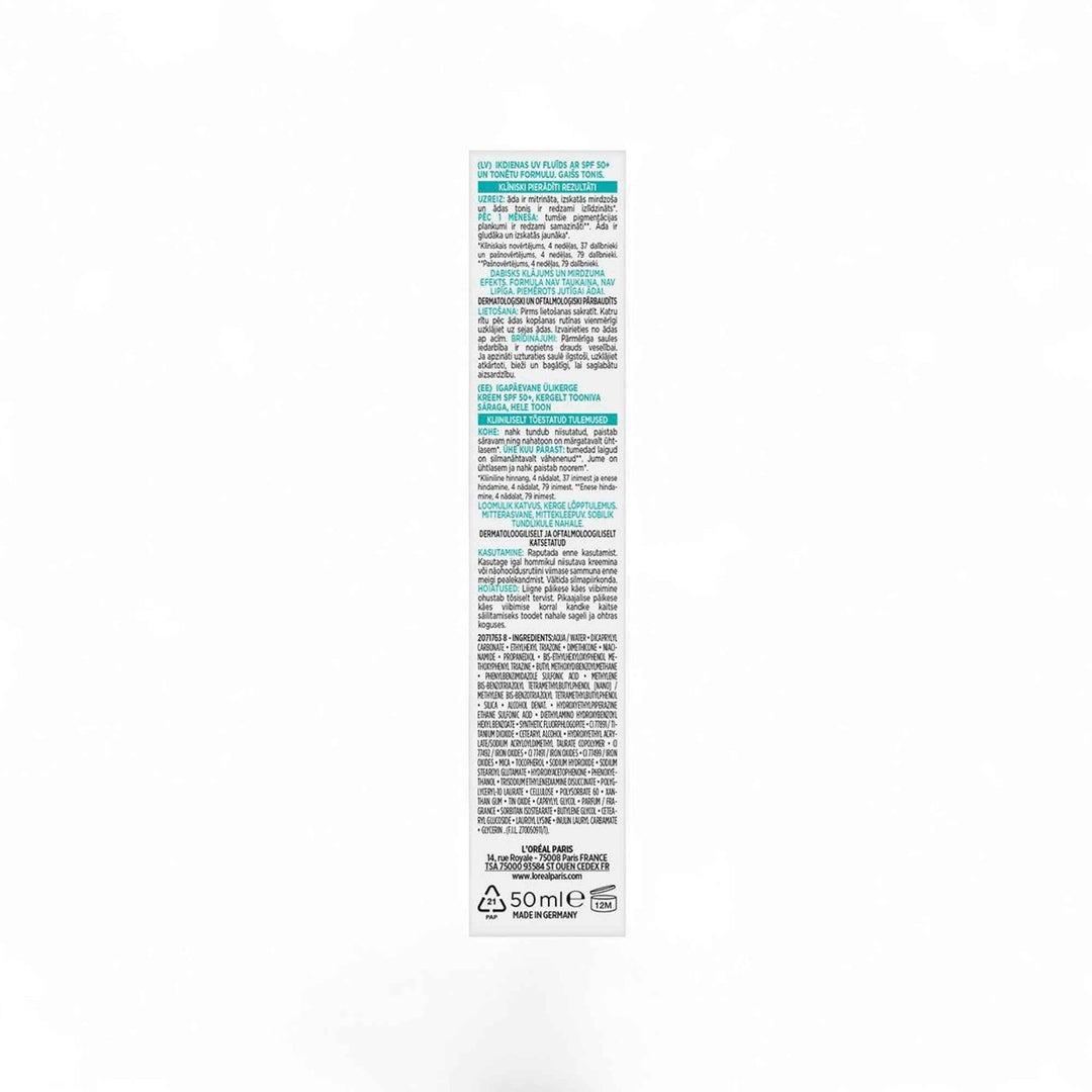 L’Oréal Bright Reveal Fluide Anti-Taches SPF 50 Soin Hydratant Teinté 50 ml