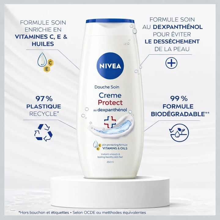 Crème de douche protectrice NIVEA – Hydratation &amp; protection de la peau