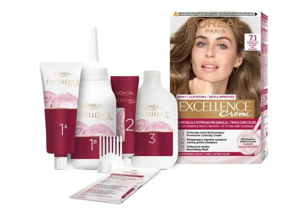 L’Oréal Paris Excellence Crème 7.1 Blond Cendré Coloration Permanente Triple