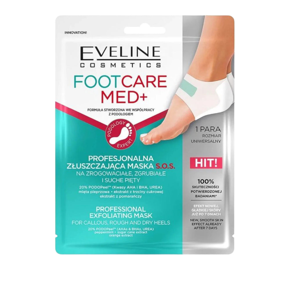 Masque Pieds Eveline Footcare Med+ – Exfoliation Intense pour Talons Secs