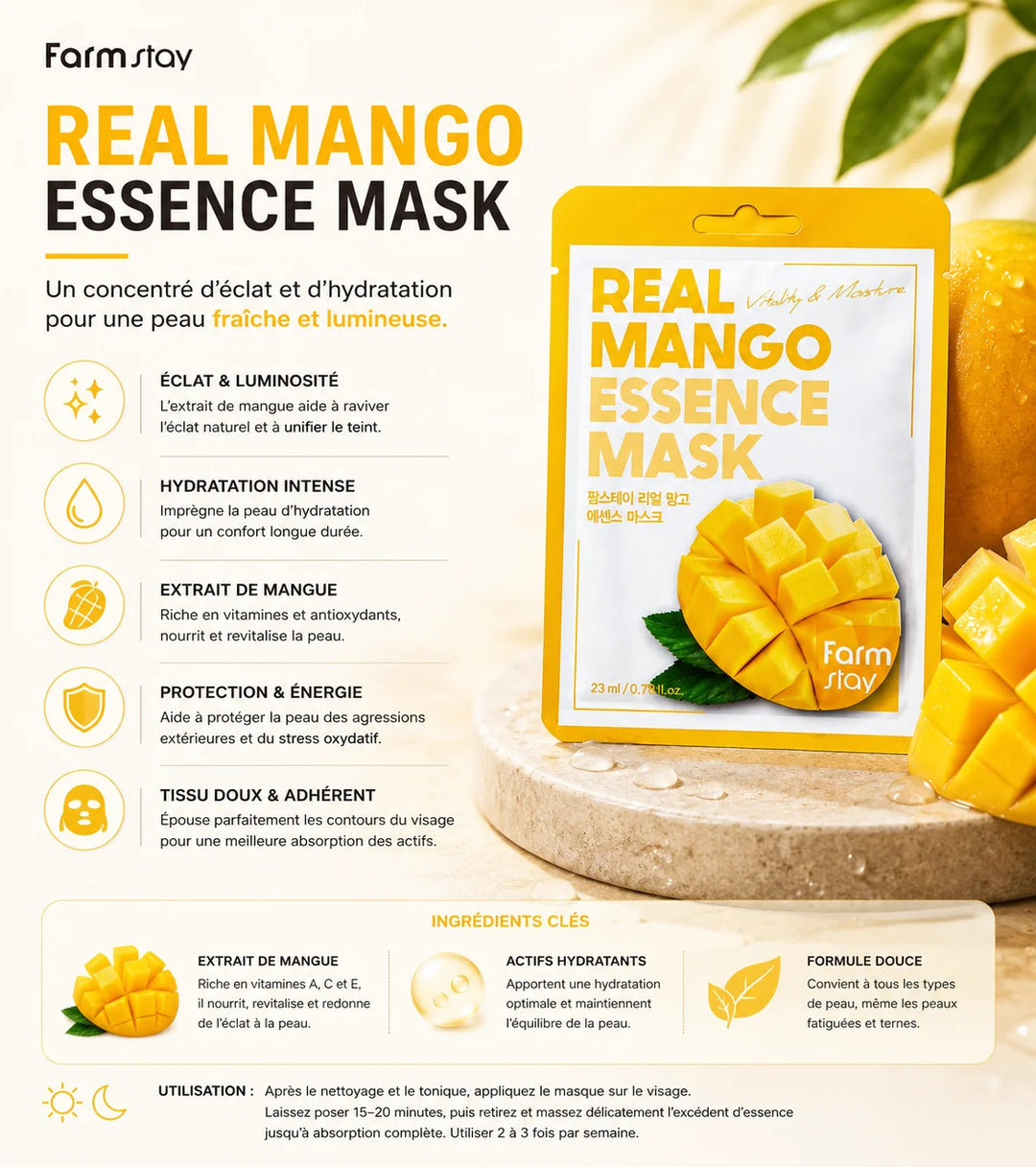 Farm Stay - Real Mango Essence Mask (23 ml)