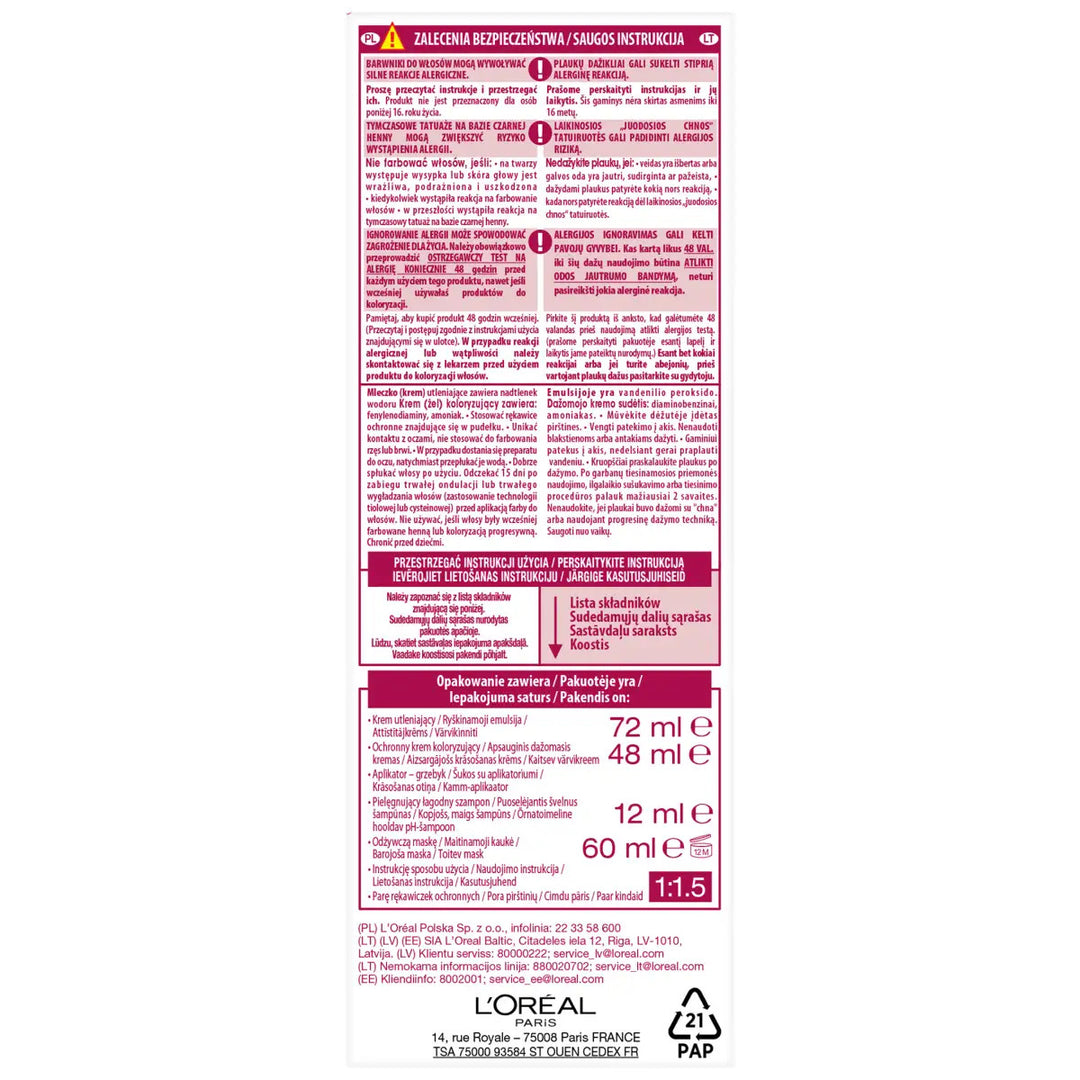 L’Oréal Paris Excellence Crème 8 Blond Clair  Coloration Permanente Triple Soin