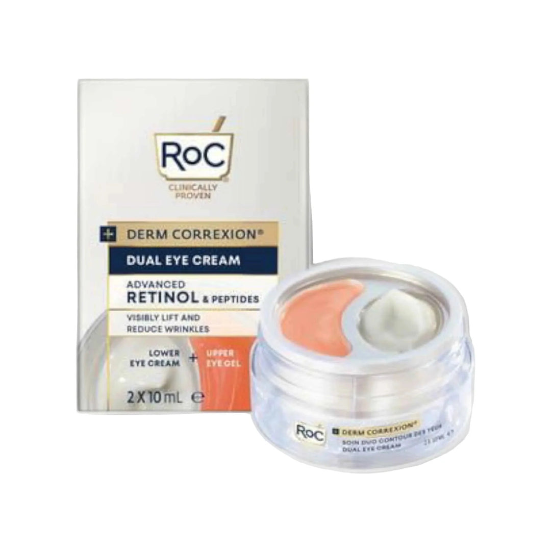 RoC Derm Correxion – Crème Yeux Double Action au Rétinol &amp; Peptides – 2 x 10 ml