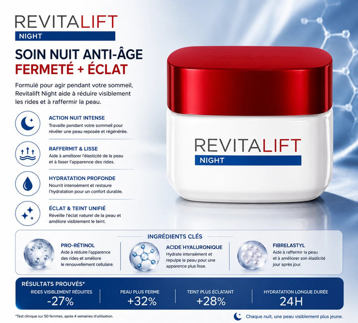 L’Oréal Paris Revitalift Crème de Nuit Anti-Rides  Extra-Fermeté – 50 ml