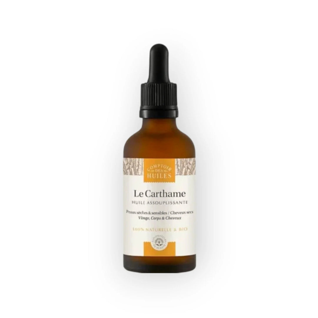 Huile de Carthame Bio – Assouplissante & Apaisante  Visage & Cheveux  100 %