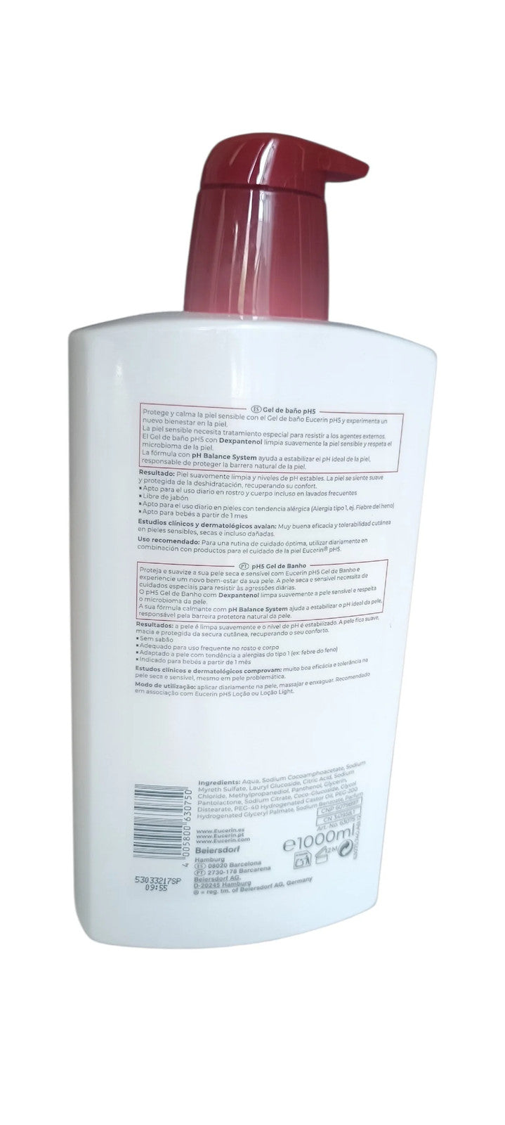 Eucerin pH5 Gel de Bain – Peaux Sèches &amp; Sensibles – 1L