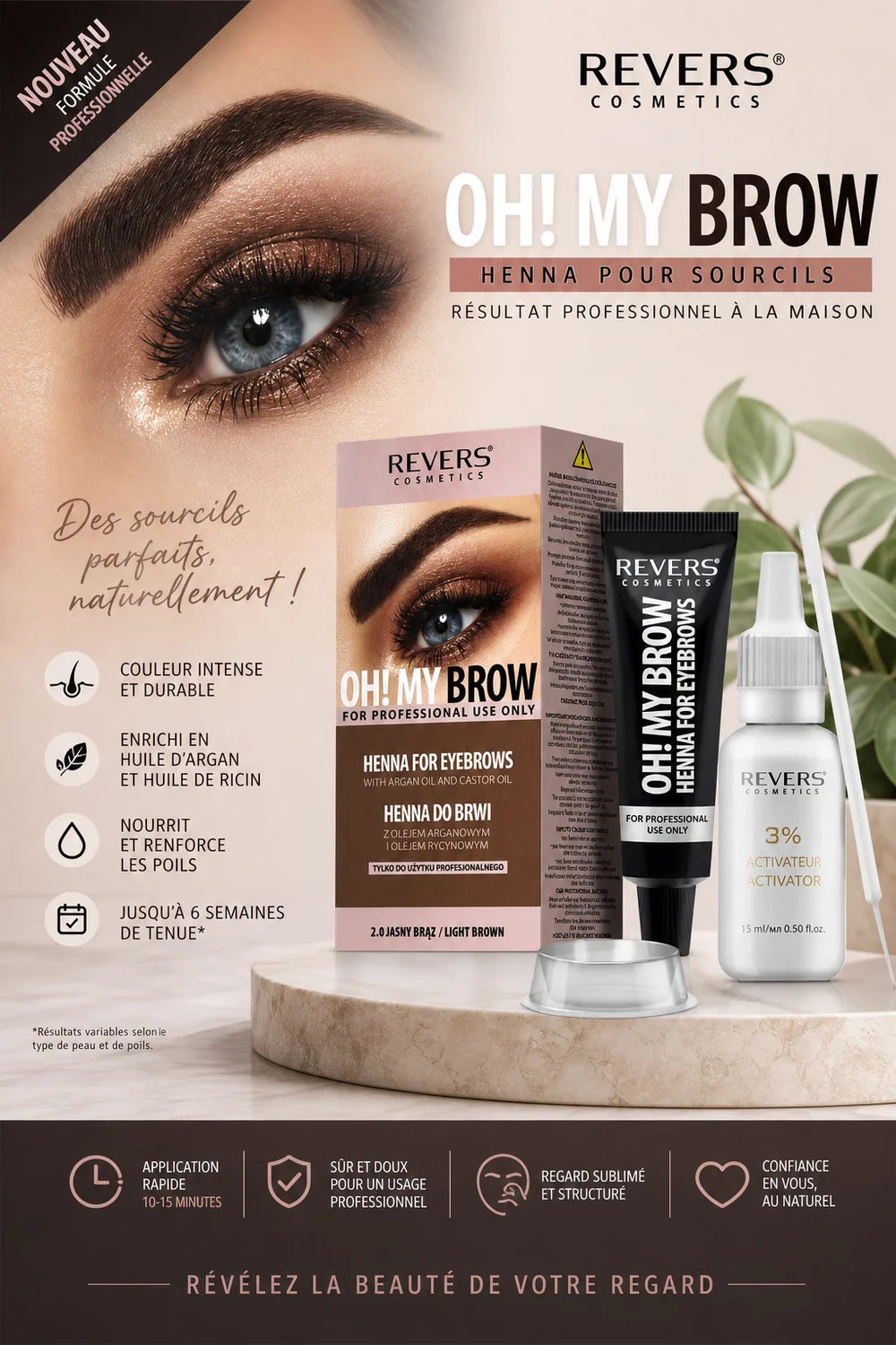 Kit de Coloration Sourcils Revers Oh! My Brow à l'Huile d'Argan et de Ricin