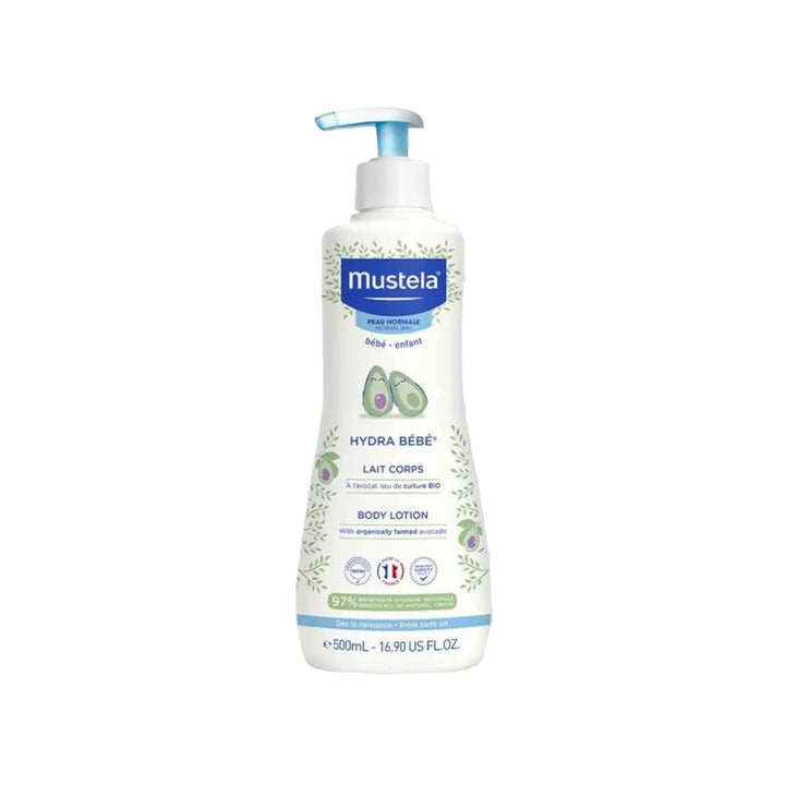 Mustela Hydra Bébé Lait Corps Lait Hydratant Peau Normale Avocat BIO – 500 ml.