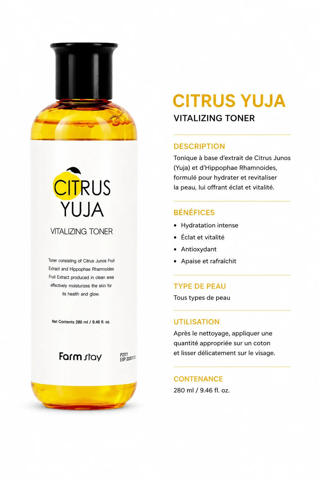 Farmstay Citrus Yuja Vitalizing Toner | Tonique Visage Vitamine C
