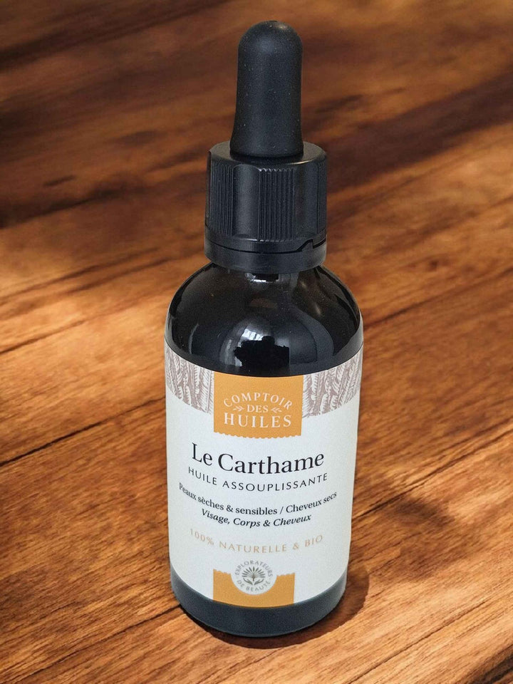 Huile de Carthame Bio – Assouplissante &amp; Apaisante  Visage &amp; Cheveux  100 %