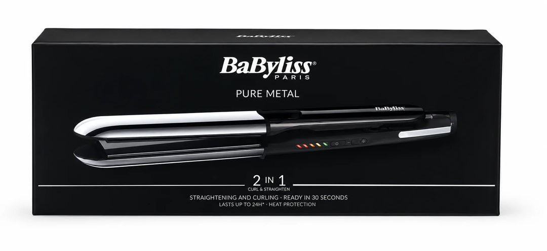 BaByliss Paris Pure Metal 2 en 1 – Lisseur &amp; Boucleur Professionnel (ST480E