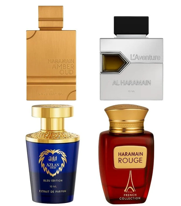 Coffret Parfum Al Haramain L’Aventure, Amber Oud Gold, Rouge &amp; Azlan Bleu