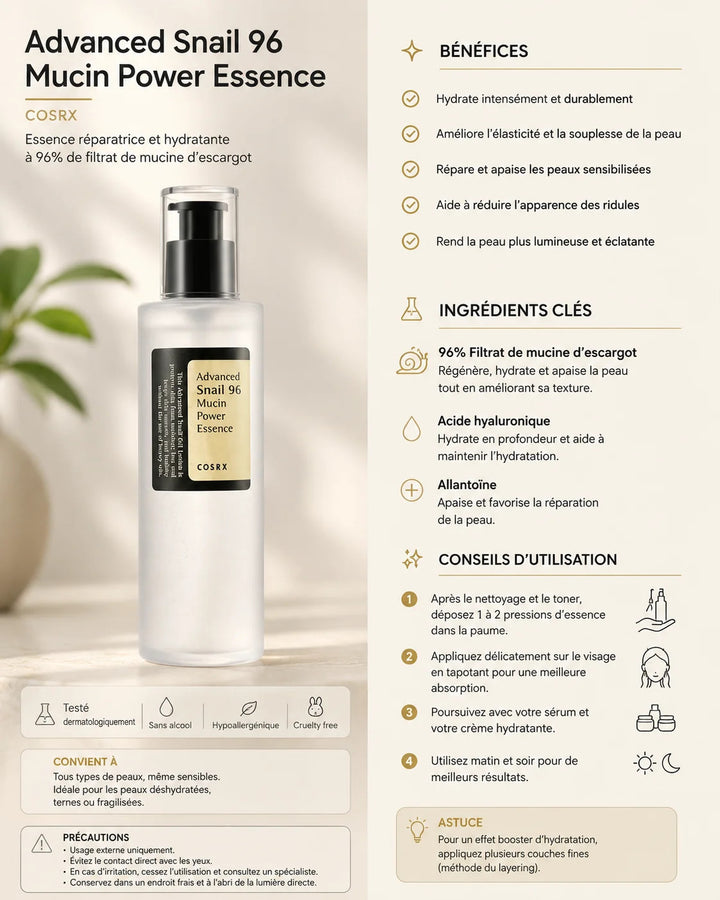 Advanced Snail 96 Mucin Power Essence – Soin visage