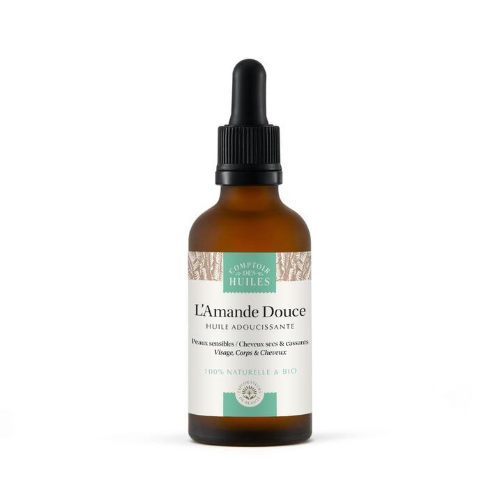 Huile d’Amande Douce Bio – Adoucissante & Apaisante | Visage, Corps & Cheveux | 100 % Naturelle et Certifiée Bio