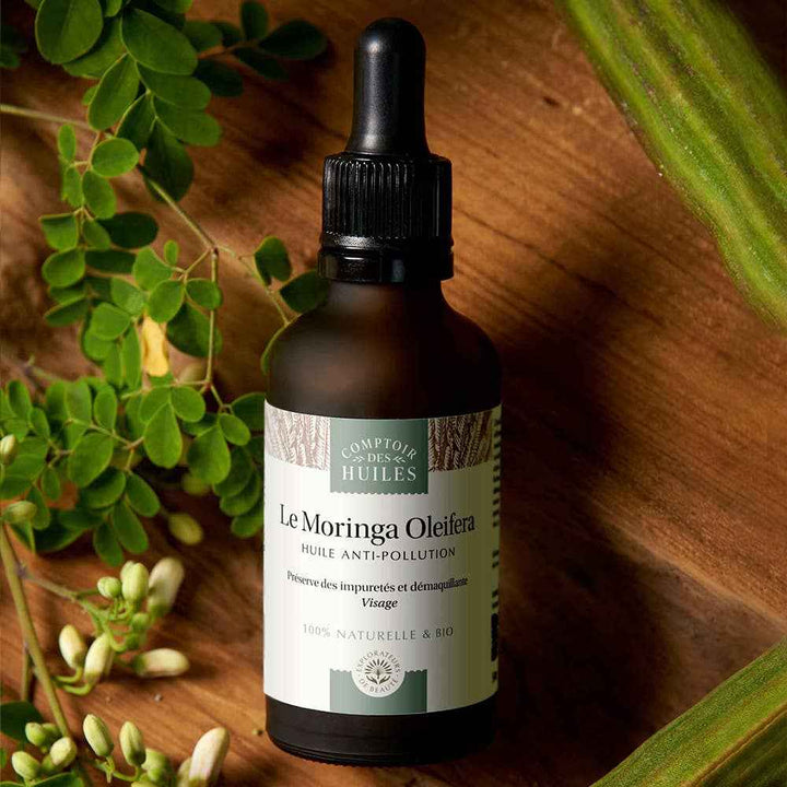 Huile de Moringa Bio – Éclat du Teint & Protection Naturelle | Soin Visage et Cheveux | 100/100 sur Yuka 🥕