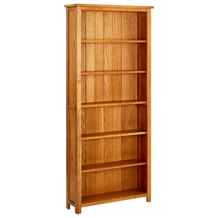 Bibliothèque À 7 Niveaux 90X22,5X200 Cm Bois De Chêne Massif