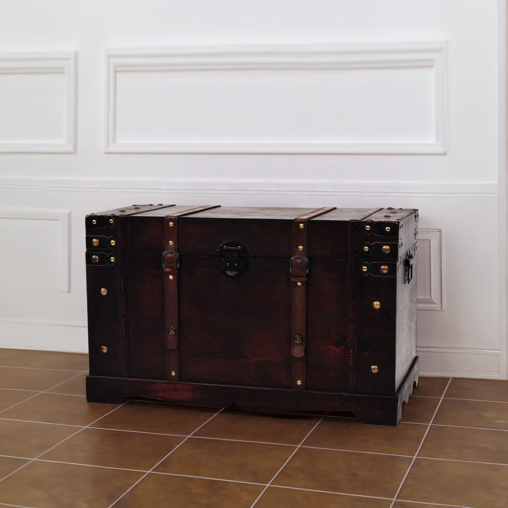 Coffre Vintage De Rangement Bois 66 X 38 X 40 Cm