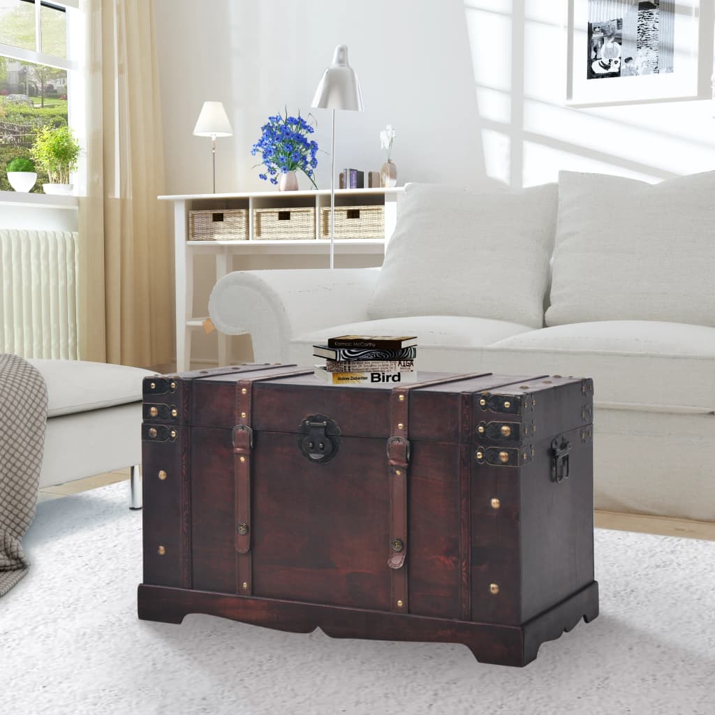 Coffre Vintage De Rangement Bois 66 X 38 X 40 Cm