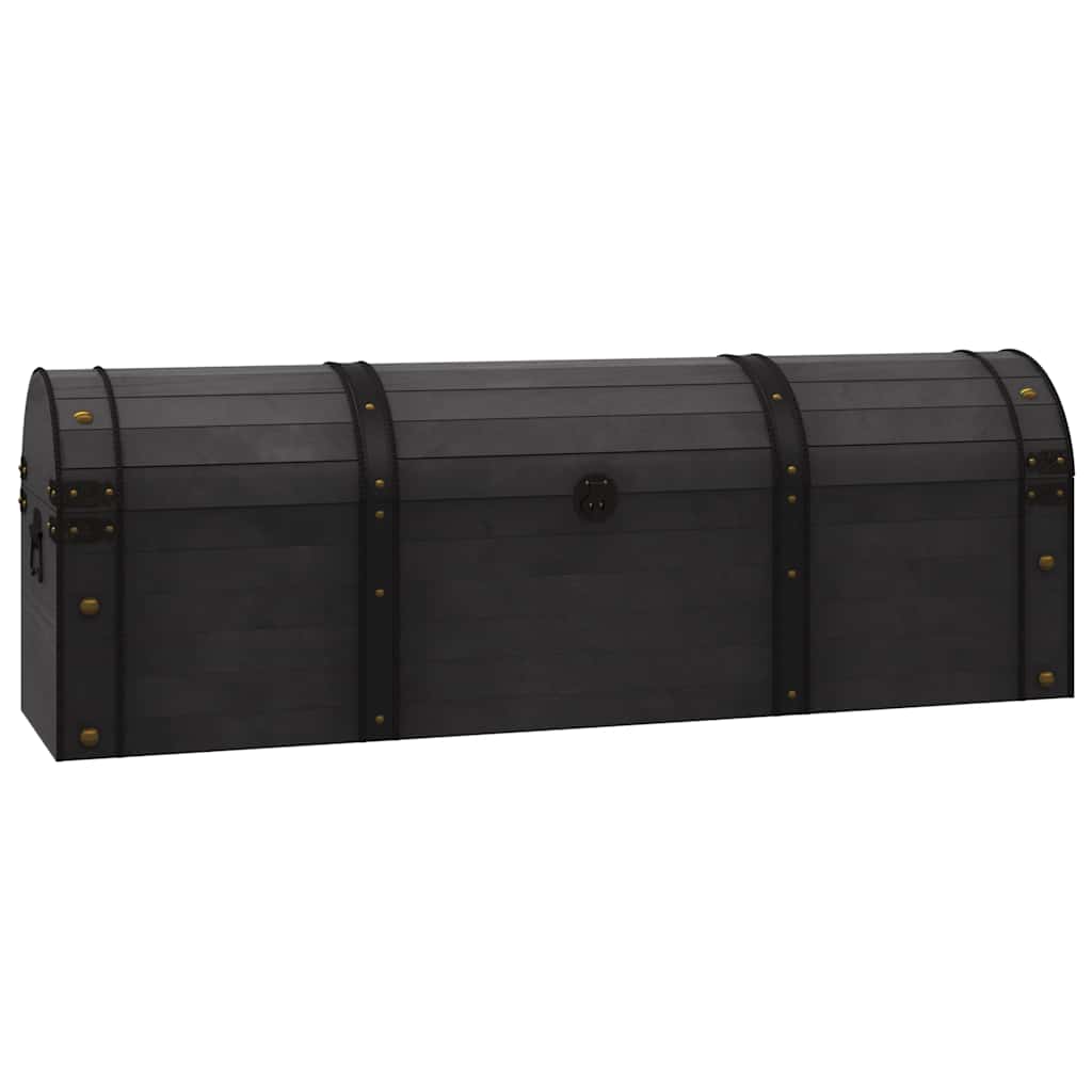 Coffre De Rangement Bois Massif Style Vintage 120X30X40 Cm Crème