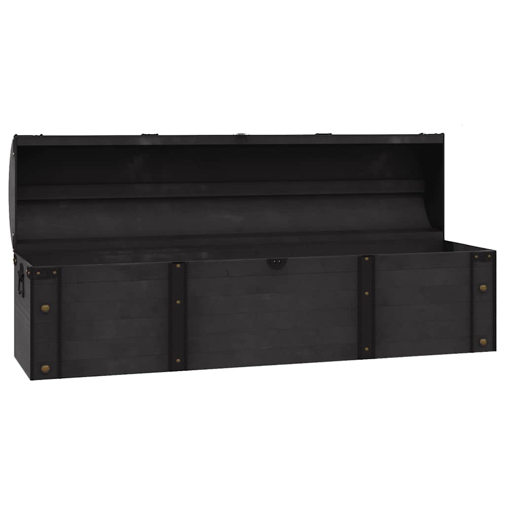 Coffre De Rangement Bois Massif Style Vintage 120X30X40 Cm Crème