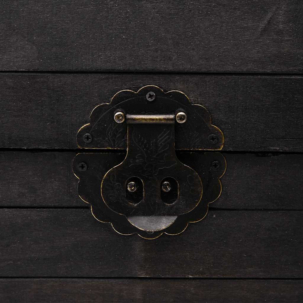 Coffre De Rangement Bois Massif Style Vintage 120X30X40 Cm Crème