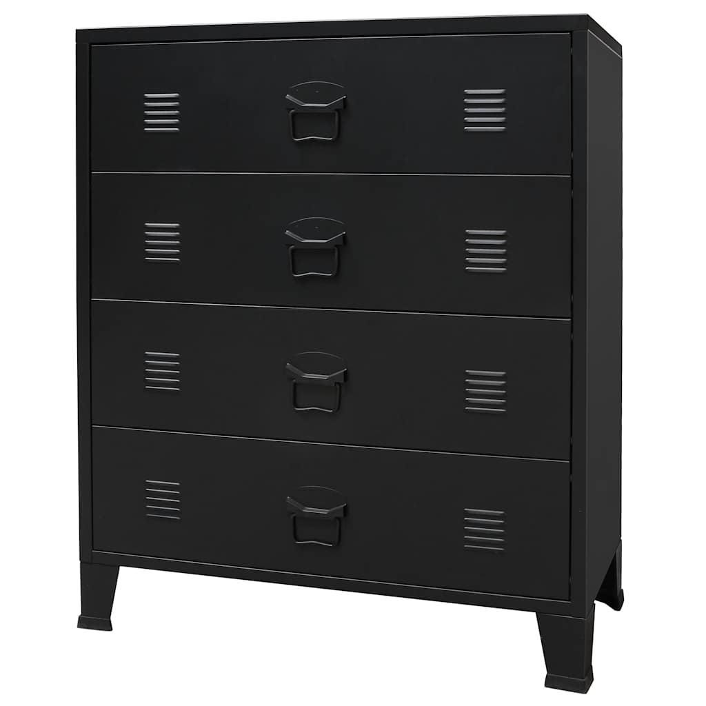 Commode À Tiroirs Métal Style Industriel 78X40X93 Cm