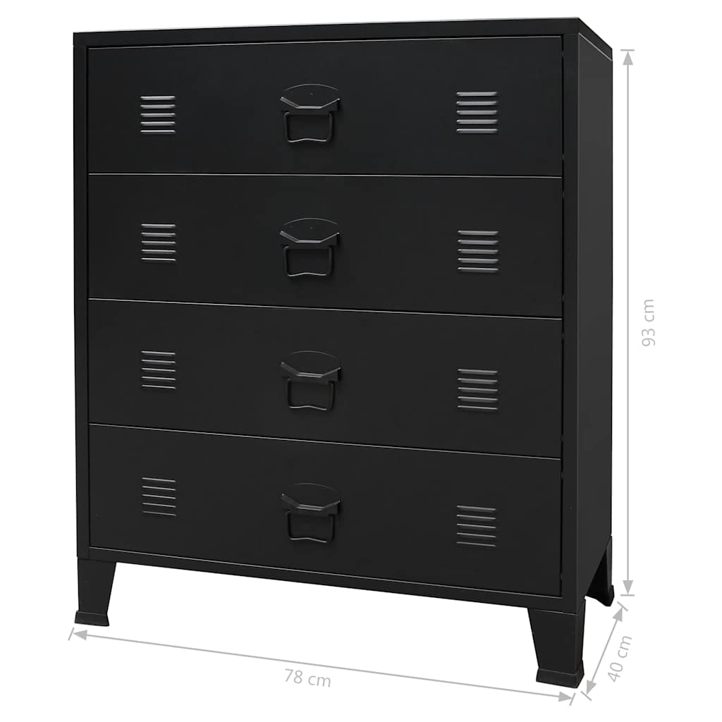 Commode À Tiroirs Métal Style Industriel 78X40X93 Cm