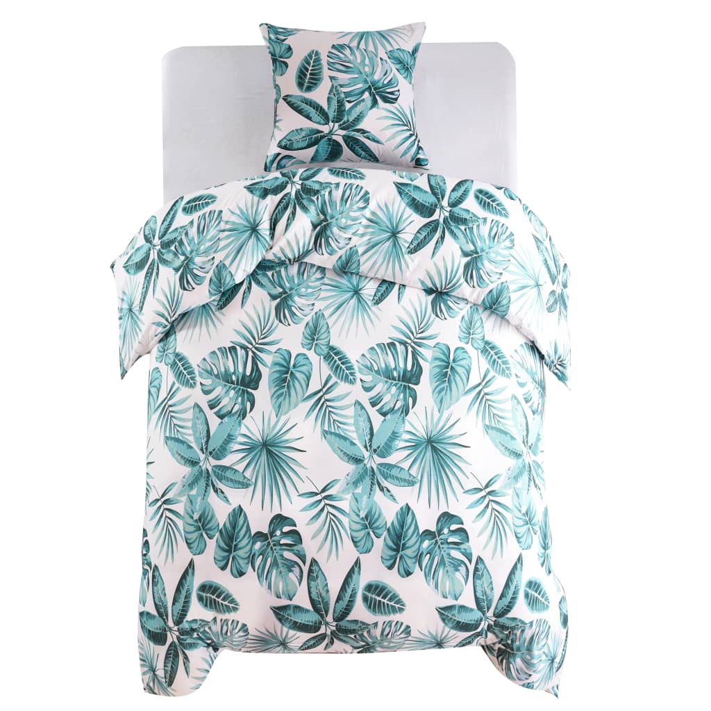 Parure De Lit Housse De Couette Feuilles Vert 140X200/60X70 Cm
