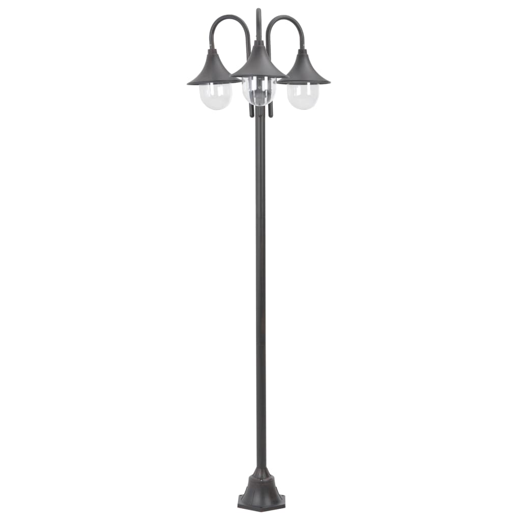 Lampadaire De Jardin E27 220Cm Aluminium 3 Lanternes