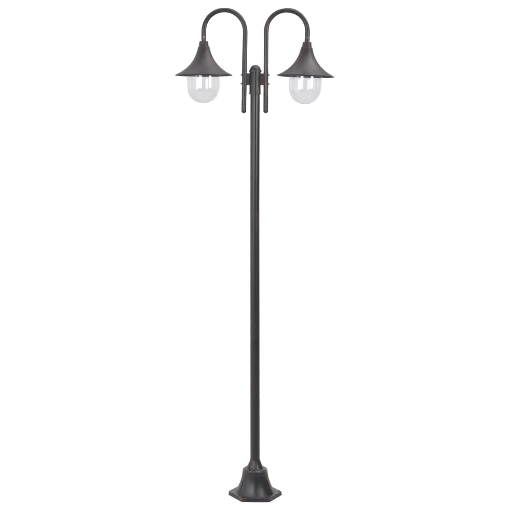 Lampadaire De Jardin E27 220 Cm Aluminium 2 Lanternes