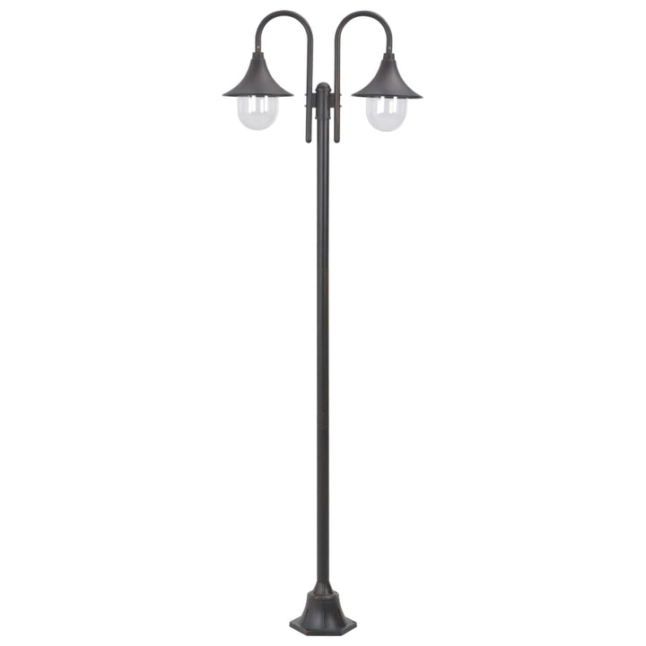 Lampadaire De Jardin E27 220 Cm Aluminium 2 Lanternes