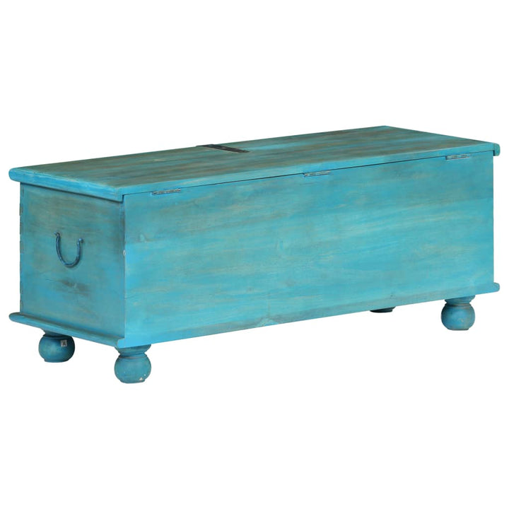 Coffre De Rangement Bois De Manguier Massif 100X40X41 Cm Bleu