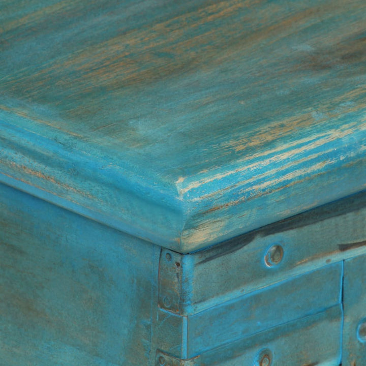 Coffre De Rangement Bois De Manguier Massif 100X40X41 Cm Bleu