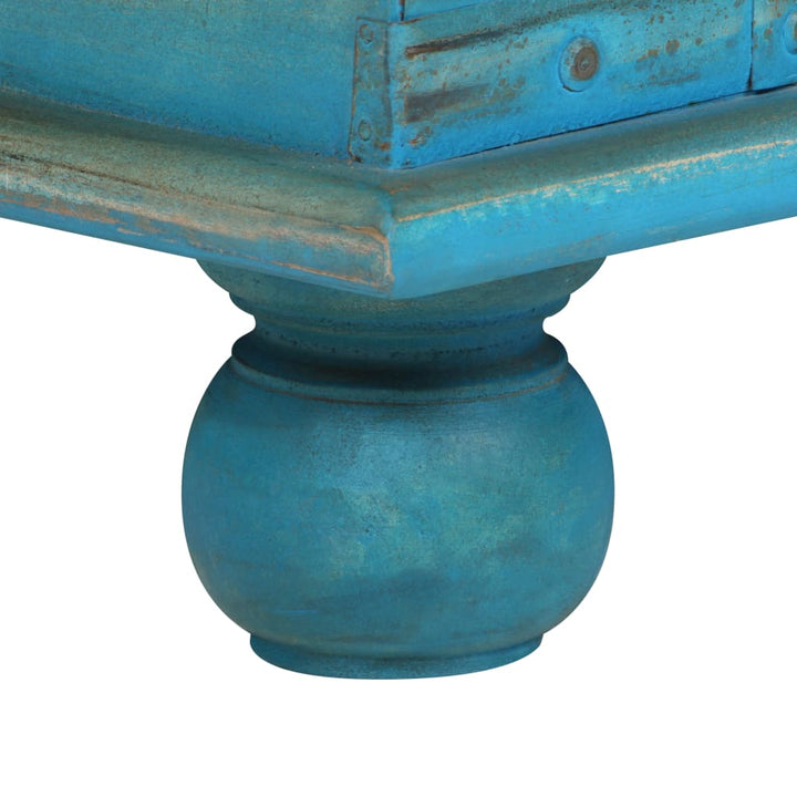 Coffre De Rangement Bois De Manguier Massif 100X40X41 Cm Bleu