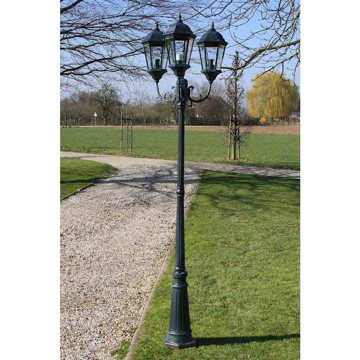 Lampadaire De Jardin 2 Bras 230 Cm Vert Foncé/Noir Aluminium
