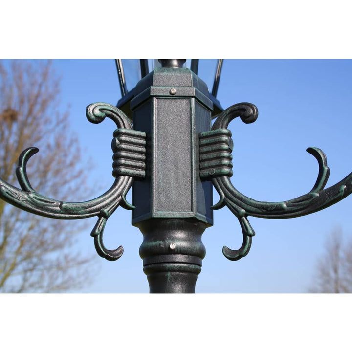 Lampadaire De Jardin 2 Bras 230 Cm Vert Foncé/Noir Aluminium