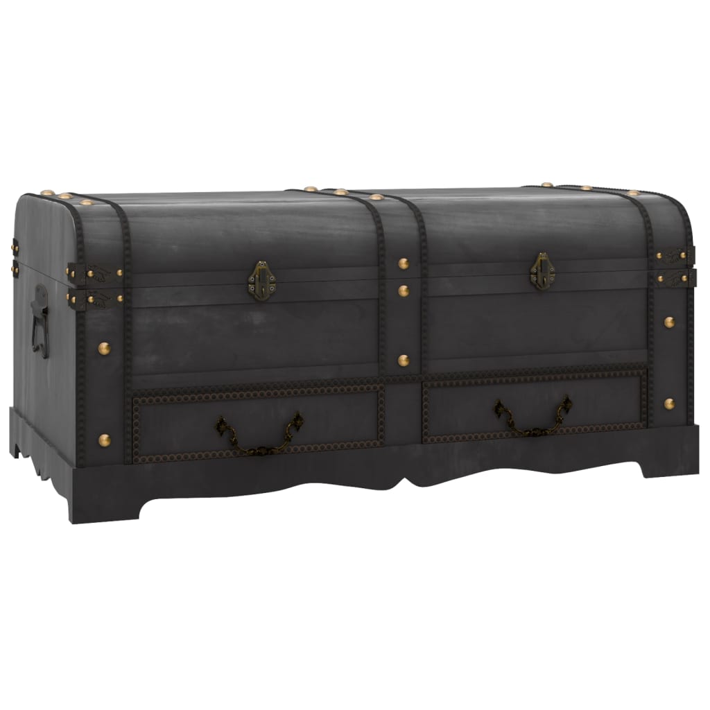 Coffre De Rangement En Bois Large Noir